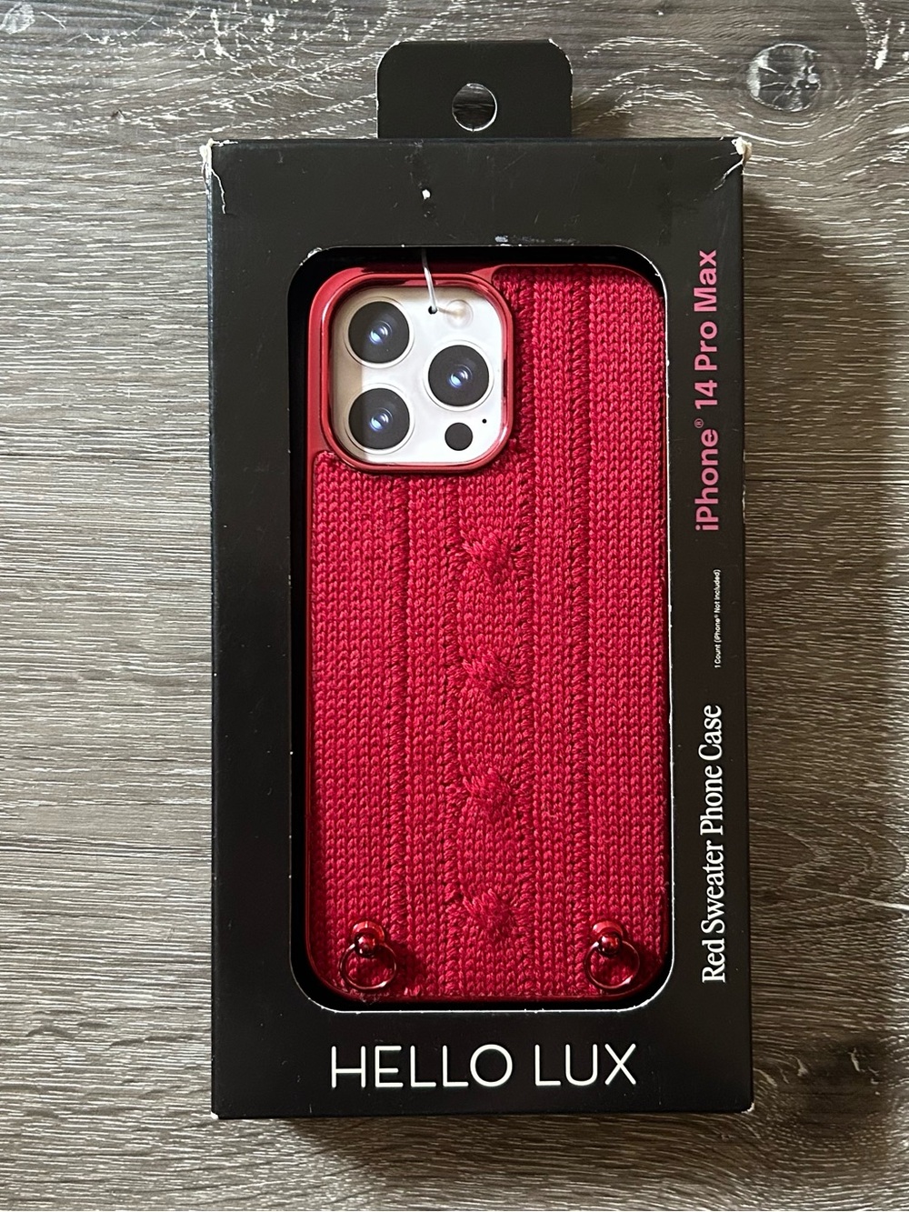 New iPhone 14 Pro Max Red Burgundy Sweater Knit Phone Case